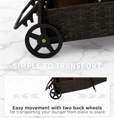 Rolling Outdoor Chairs,2 Reclining Chaise Lounge Chairs,with Cushion, Pillow, Headrest, Armrests, and Wheels