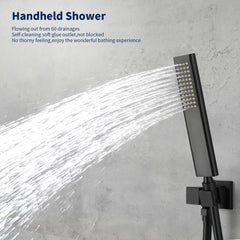 Male NPT Waterfall Shower head with Handheld,Matte Black Bathtub Shower Faucet with High Flow Wall Mount Tub Faucet,Single Handle Bathroom Tub Mixer Tap Hand Shower System with Curved Spout Commercial