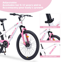 ZUKKA Mountain Bike,24 Inch MTB for Boys and Girls Age 9-12 Years,Multiple Colors