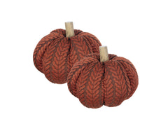Set of 2, 8.5x8.5x8.5" Orange Fabric Pumpkin, Pumpkin Ornament Decor for Holiday Harvest Festival Fall Festival & Thanksgiving