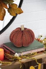 Set of 2, 8.5x8.5x8.5" Orange Fabric Pumpkin, Pumpkin Ornament Decor for Holiday Harvest Festival Fall Festival & Thanksgiving