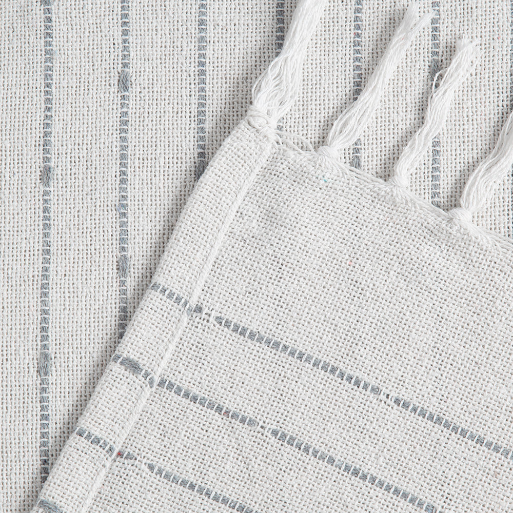50x60" White Decorative Throw Blanket with Tassels and Horizontal Stripes, 2 Pack