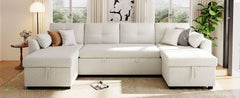 Modern Sectional Sofa U-shaped Sleeper Sofa 107" Sofa Bed with Ample Storage Space and USB ports for Living Room, Beige