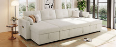 Modern Sectional Sofa U-shaped Sleeper Sofa 107" Sofa Bed with Ample Storage Space and USB ports for Living Room, Beige