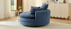 360° Swivel Sofa Chair Accent Barrel Chair 57.5"  Swivel Round Chair with Dual-layer Cushion Design and 3 Removable Pillows for Living Room, Bedroom, Office and Hotel, Blue