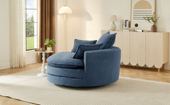 360° Swivel Sofa Chair Accent Barrel Chair 57.5"  Swivel Round Chair with Dual-layer Cushion Design and 3 Removable Pillows for Living Room, Bedroom, Office and Hotel, Blue