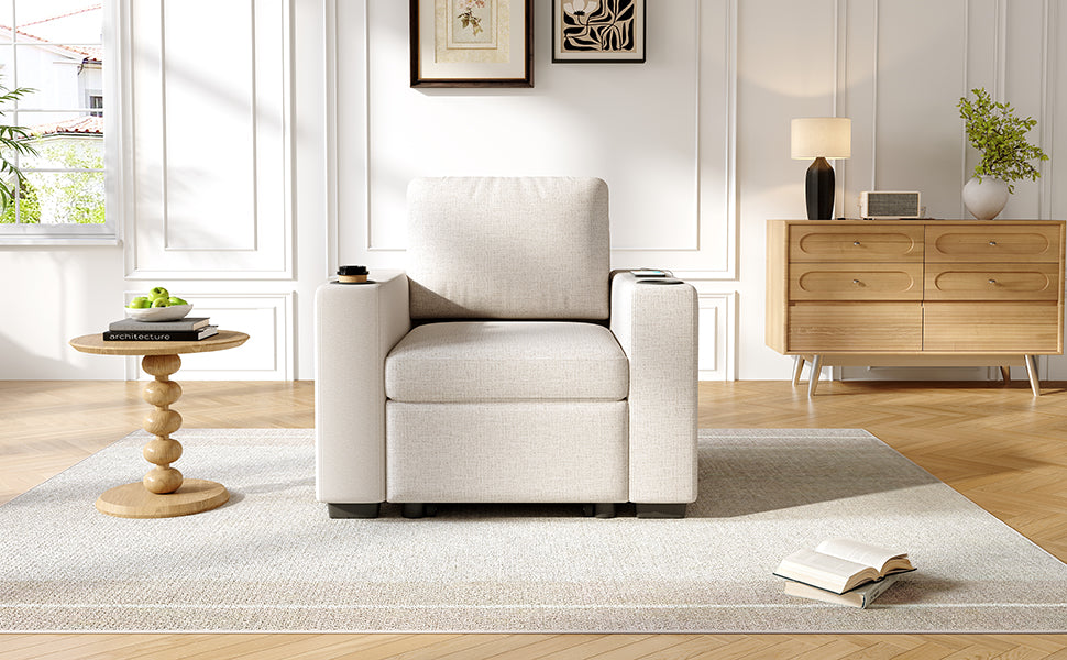 35.4" Modern Sofa Pull-out Sofa Bed Sofa Couch Single Sofa Chair for Living Room, Beige
