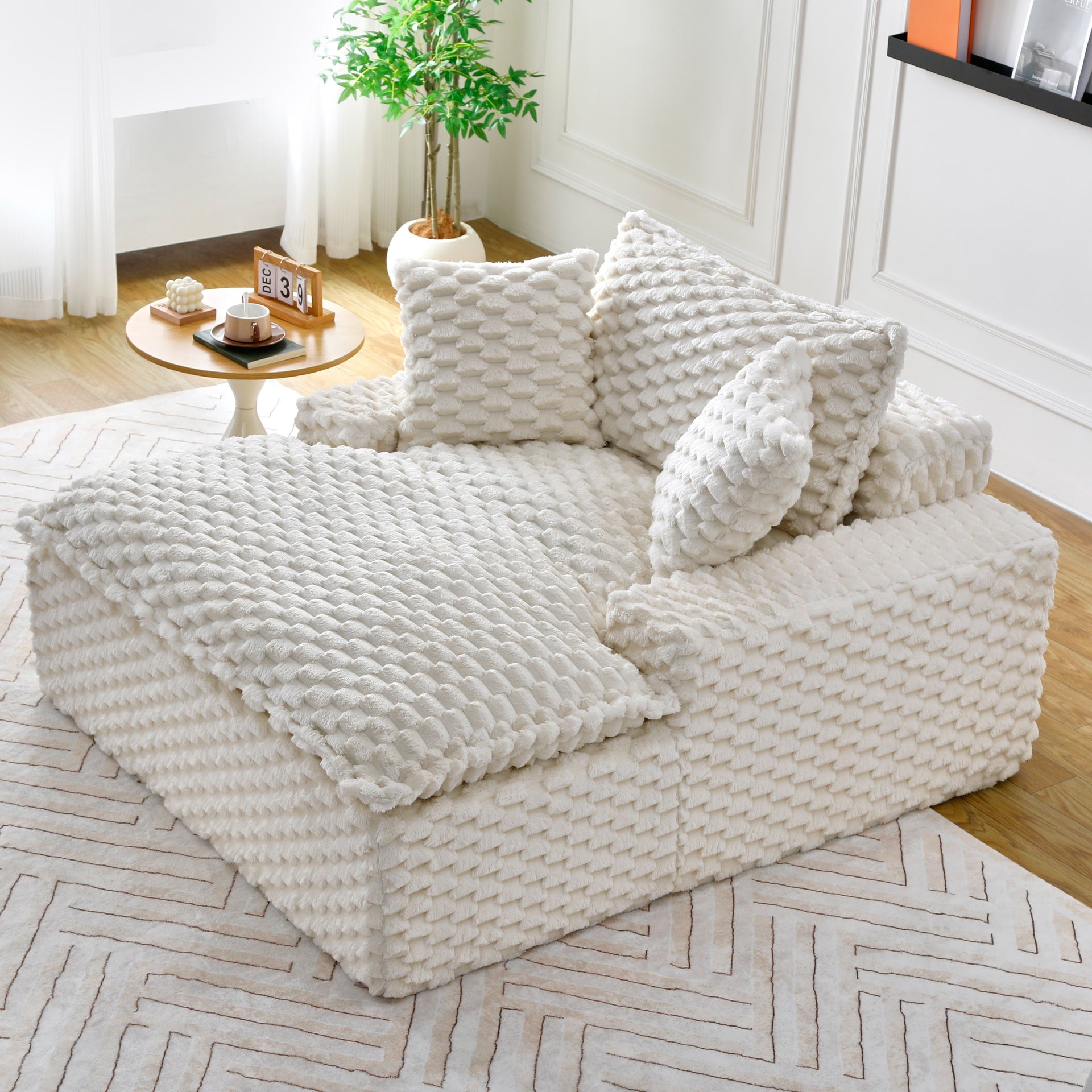 51 - inch Comfort - bearing Sofa: Two Pillows and One Backrest, Suitable for Multiple Scenarios in Bedrooms and Living Rooms