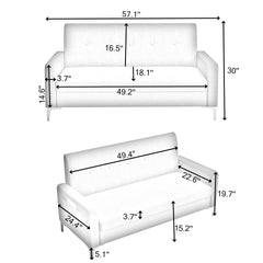 57-inch comfortable double sofa: With built-in storage function, it is suitable for living rooms, apartments and home offices, and can also play with practical aesthetics in small Spaces,Blue