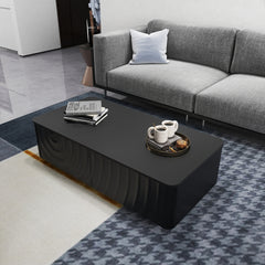 47'' Rectangle Coffee Table With Storage Modern Classic Square Spiral Grain Coffee Tables For Living Room Coffee Table With 2 Drawers (Black)