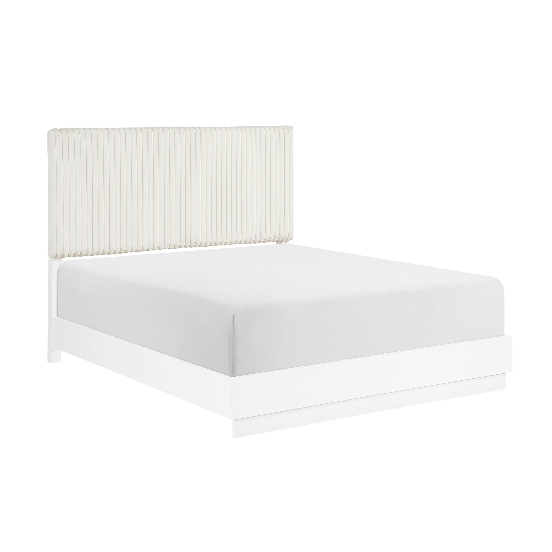 Luxurious Pearl White Finish King Bed Soft Upholstery Headboard Panel Glam Bedroom Furniture 1pc