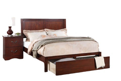 Rustic Style 1pc Eastern King Size Bed Two Panel Headboard Footboard Drawer Cherry Finish Bedroom Furniture