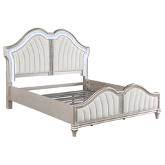 Katerina Ivory and Silver Oak Upholstered Platform Bed with LED Light