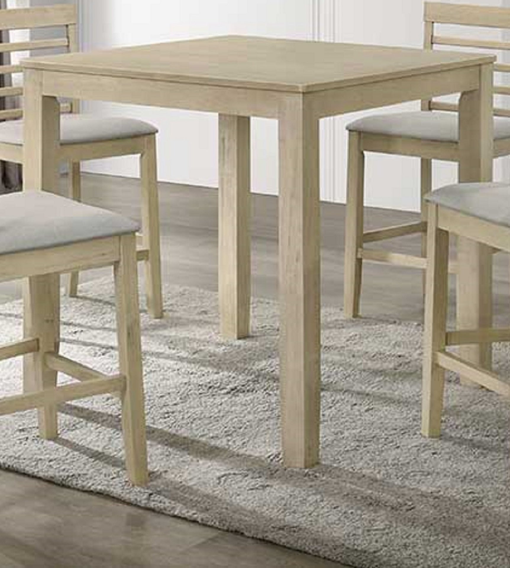 Beautiful Cream Color Counter Height 1Pc Dining Pub Height Square Table Dining Room Wooden Furniture