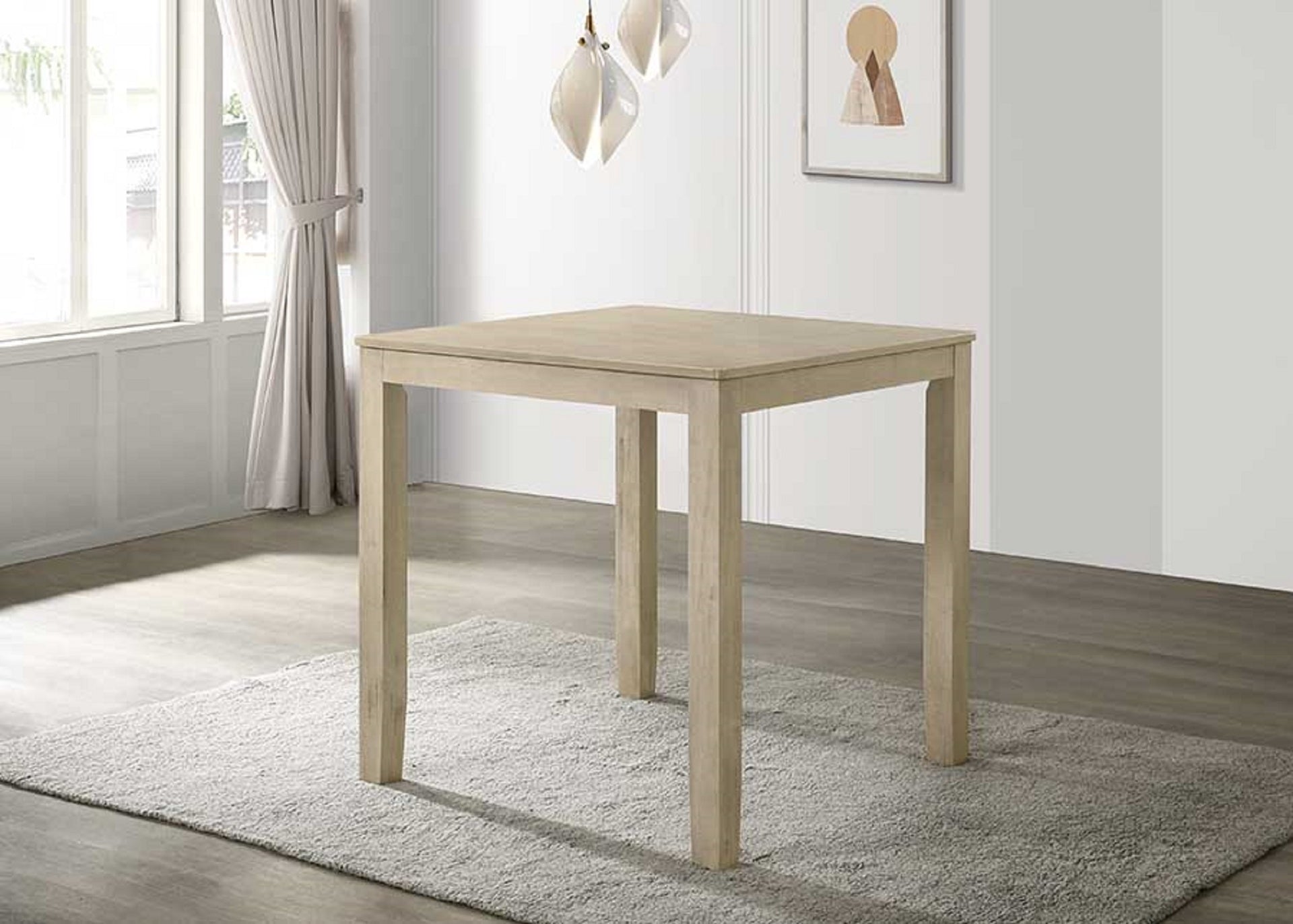 Beautiful Cream Color Counter Height 1Pc Dining Pub Height Square Table Dining Room Wooden Furniture