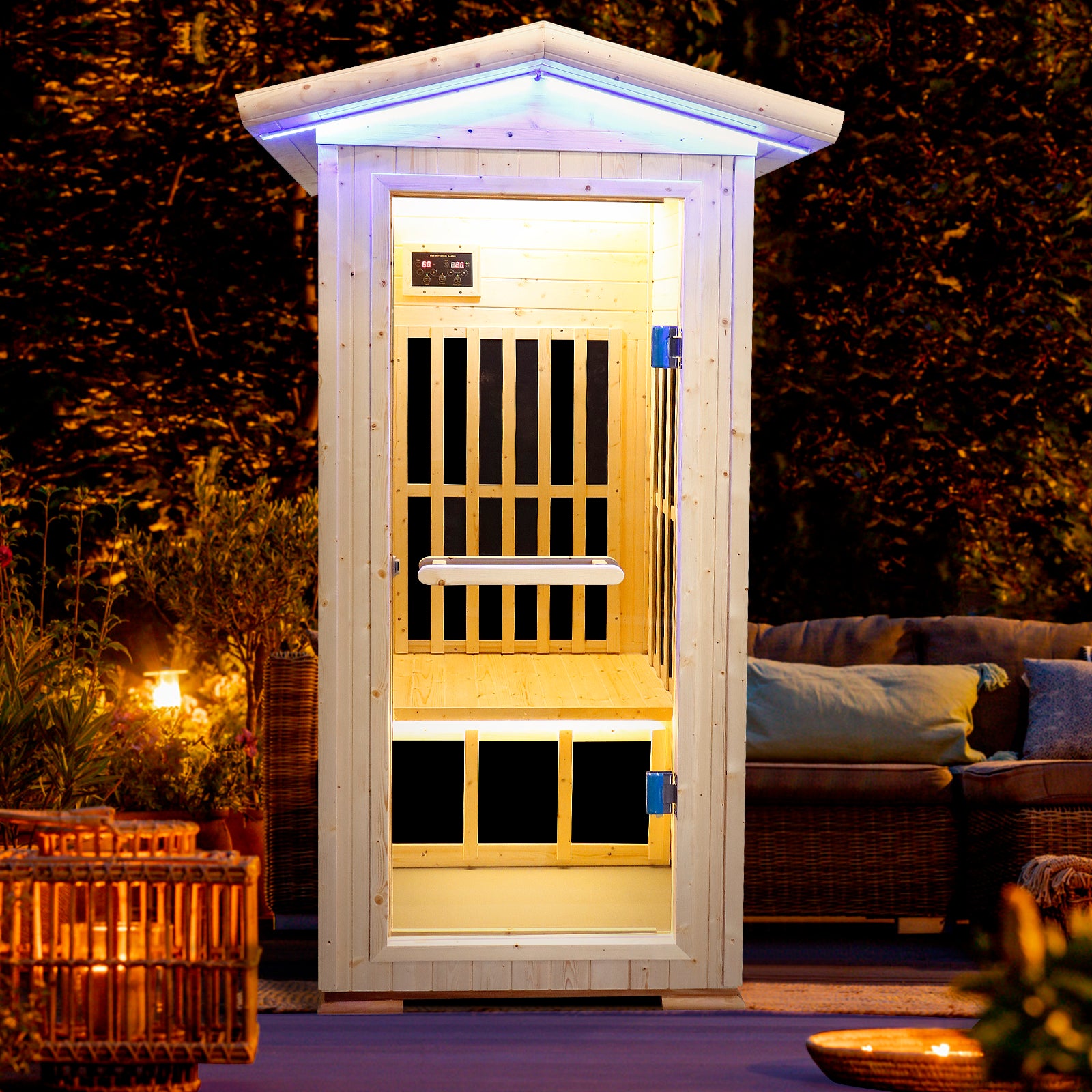 Single person spruce far infrared sauna hair