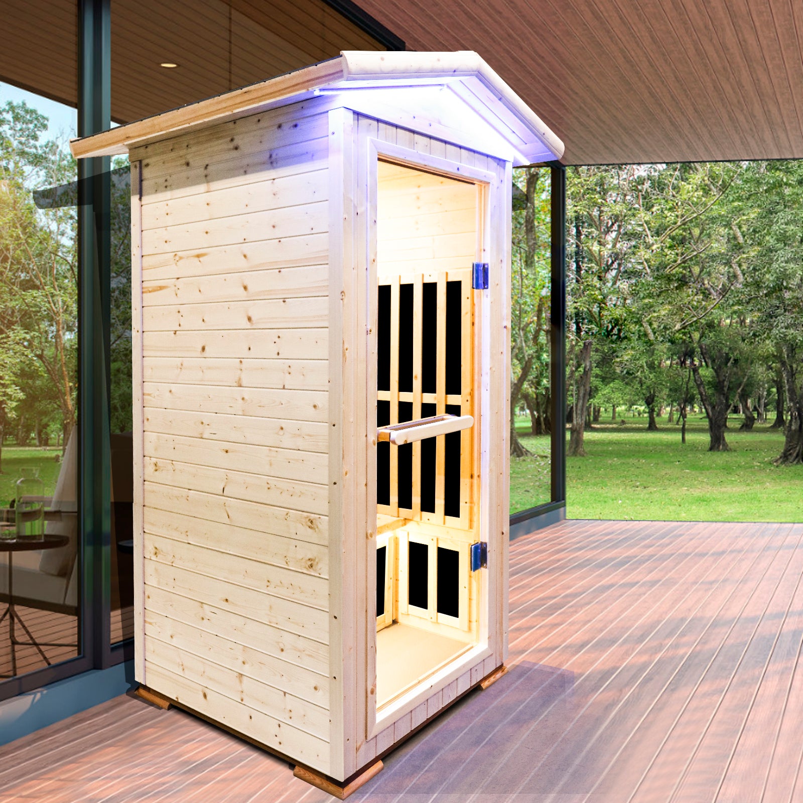 Single person spruce far infrared sauna hair