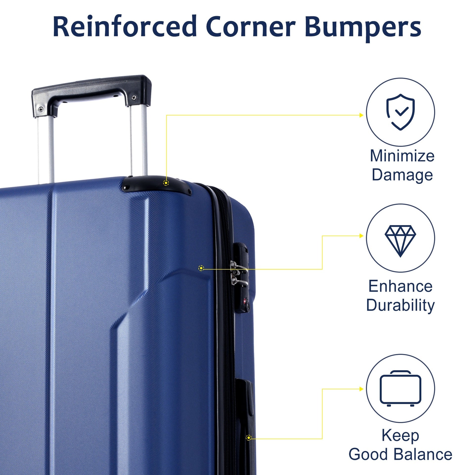 Hardshell Luggage, Lightweight Durable ABS Suitcases with Double Wheels, Expandable 24-inch Checked Luggage 24" (Blue)