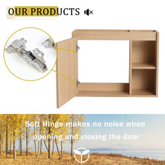 26'' Wall-Mounted Bathroom Vanity with White Ceramic Sink & Soft-Close Door, KD-Packing