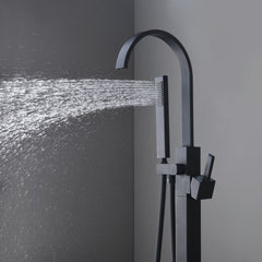 Single Handle Freestanding Tub Filler Floor Mount Bathtub Faucet with Handheld Shower (Brushed Nickel)