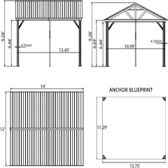 12'x14' Hardtop Gazebo Outdoor Aluminum Gazebo with Galvanized Steel Gable Canopy for Patio Decks Backyard (Yellow-Brown)