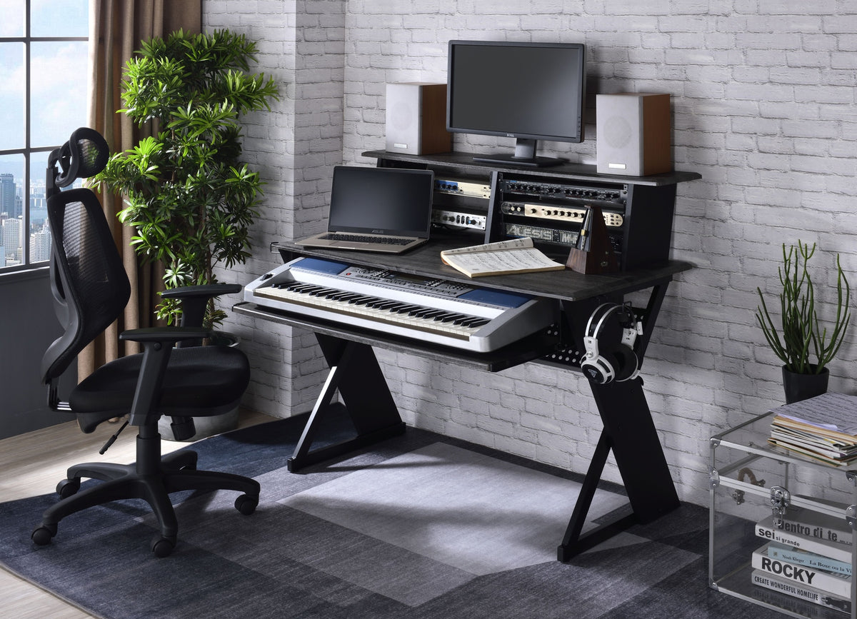 Black Music Desk with Keyboard Tray