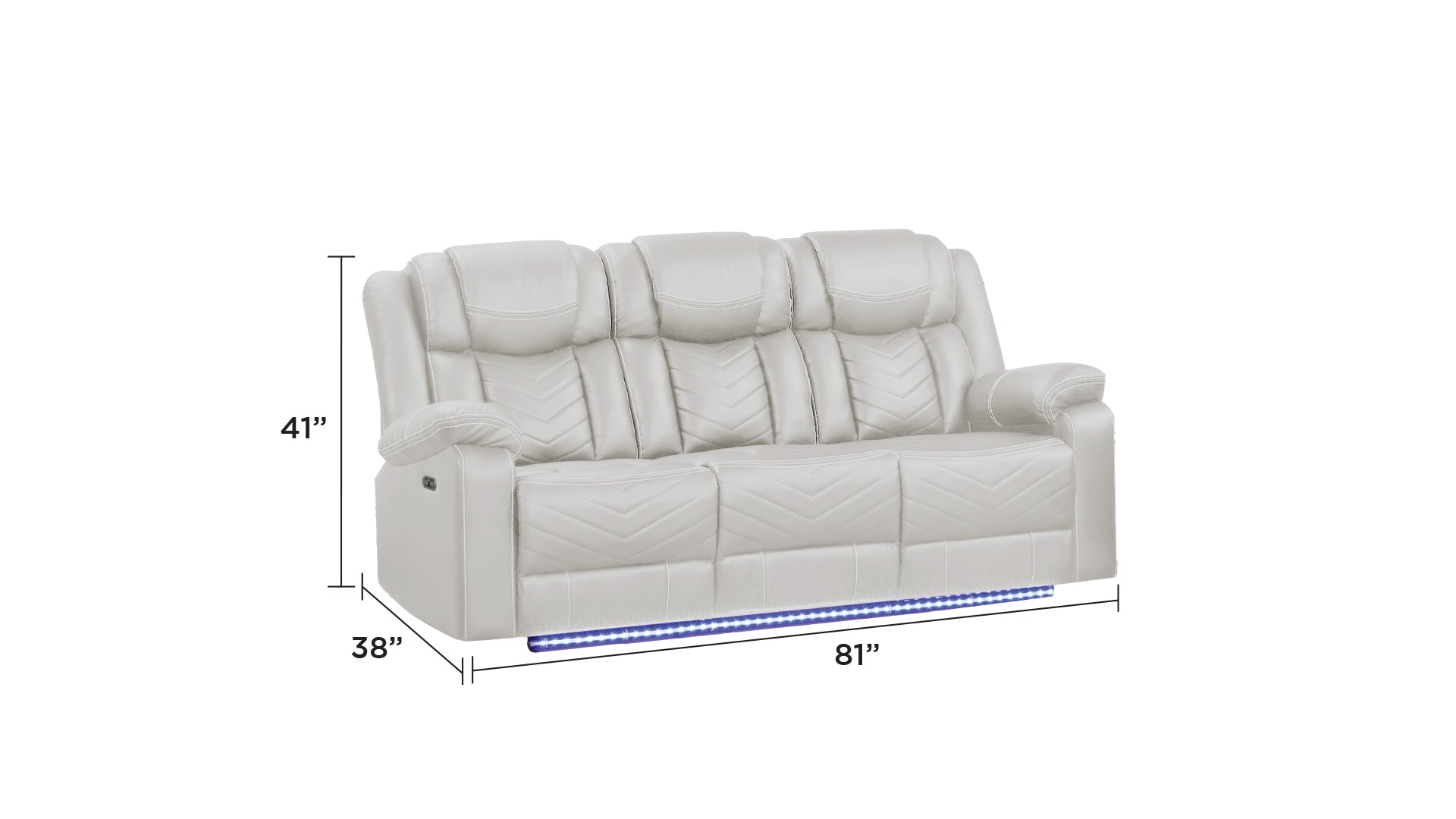 Challenger Modern Contemporary LED Power Recliner Sofa including cup holders made with wood and metal frame in Beige      same asG150109152  (B is NJ inventory, G is CA inventory,)