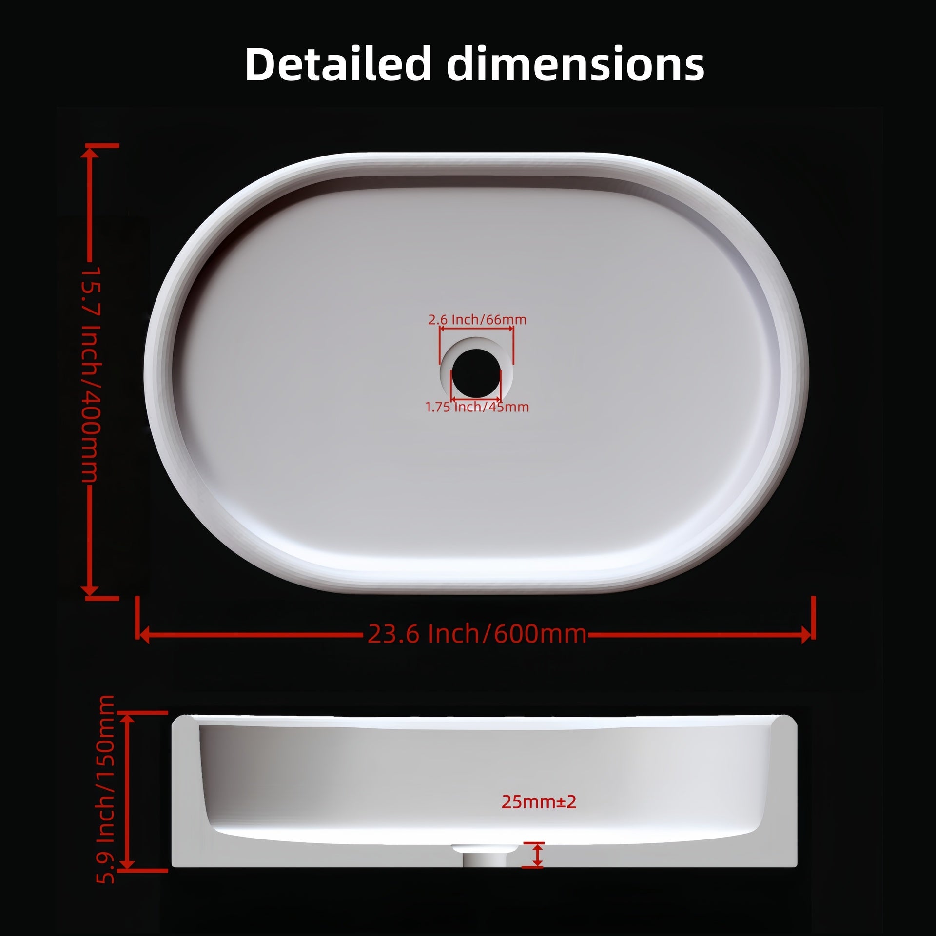 White natural marble bathroom vessel sink, semi-polished surface, natural stone, genuine marble, real marble, 23.6x15.7xH5.9 Inches/600X400XH150 mm