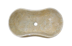 Gold Yellow Beige natural marble bathroom vessel sink, polished surface, natural stone, genuine marble, real marble, 23.6x14.2xH7.1 inches/600x360xH180 mm