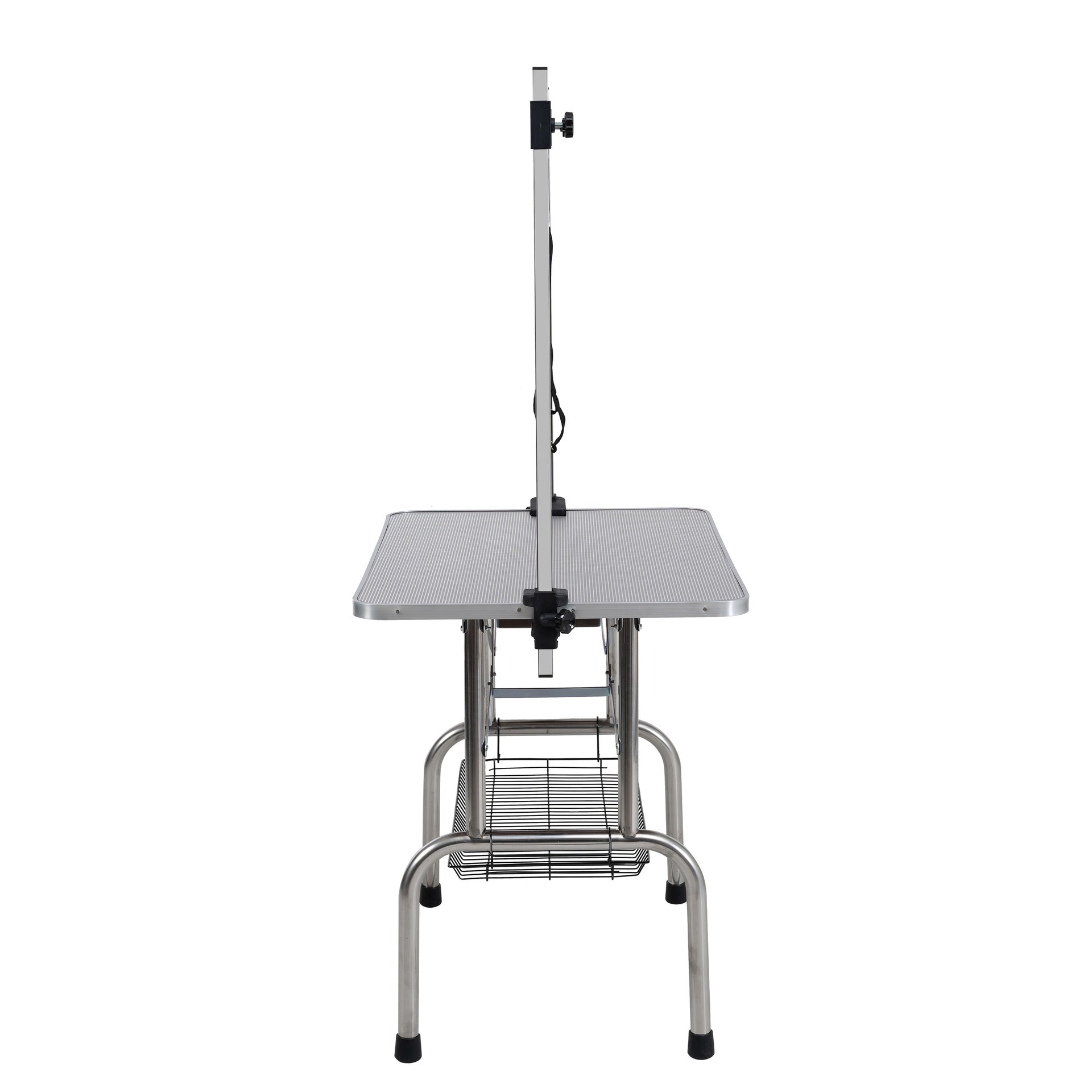 36" Folding Dog Pet Grooming Table Stainless Steel Frame Rubber Mat on Board with Adjustable Arm and Clamps pet dog Cat Grooming Table (SILVER-GRAY COLOR)