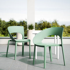 Holiday - Haze Green Polypropylene Single-Side Chair - One-Piece Design for Indoor & Outdoor Use,suitable for living rooms, dining rooms, gardens, terraces and other scenarios  (Set of 4)