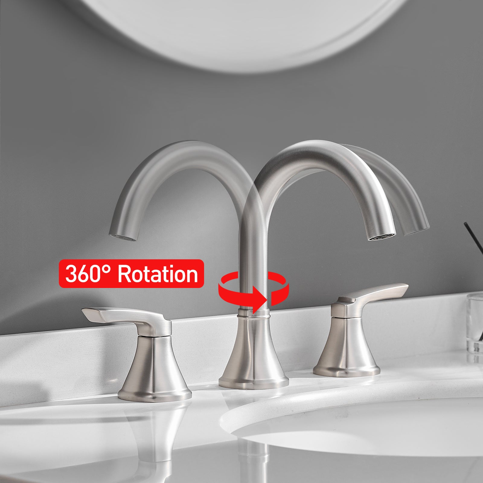 Bathroom Stainless Steel Faucets for Sink 3 Hole Brushed Nickel 8 inch Widespread Bathroom Sink Faucet Double Lever Handle Faucet Bathroom Vanity Faucet Basin Mixer Tap Faucet with Pop-Up Drain