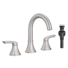 Bathroom Stainless Steel Faucets for Sink 3 Hole Brushed Nickel 8 inch Widespread Bathroom Sink Faucet Double Lever Handle Faucet Bathroom Vanity Faucet Basin Mixer Tap Faucet with Pop-Up Drain