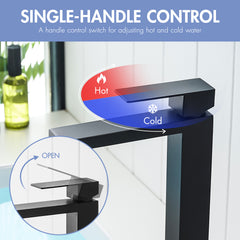 Black Bathroom Faucet With Pop Up Drain, Black Faucet for Bathroom Sink, Single Hole Bathroom Faucet Modern Single Handle Vanity Basin Faucet