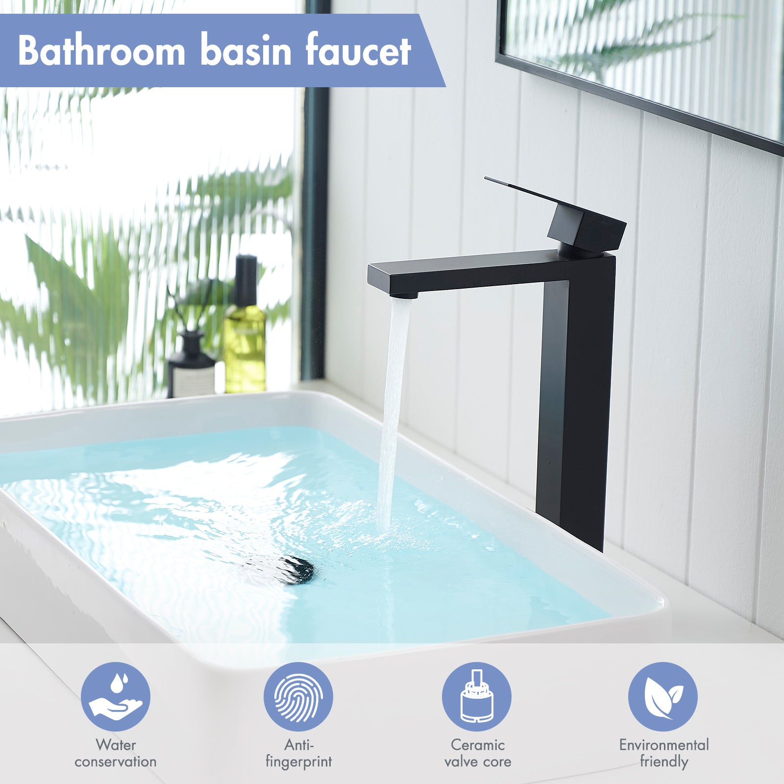 Black Bathroom Faucet With Pop Up Drain, Black Faucet for Bathroom Sink, Single Hole Bathroom Faucet Modern Single Handle Vanity Basin Faucet