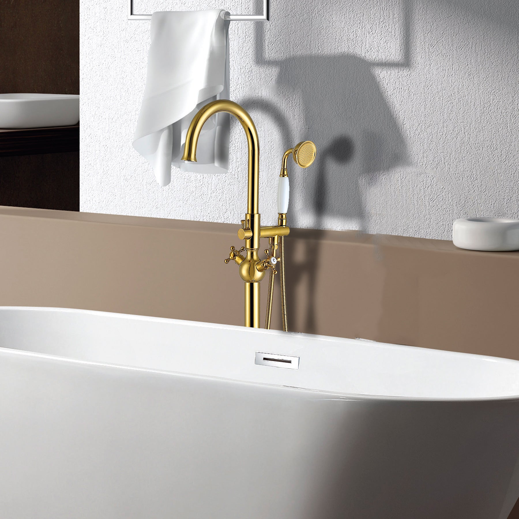 Freestanding Bathtub Faucet with Hand Shower