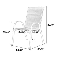 8 Piece Patio Chairs, Outdoor Camping Chairs with Breathable Textilene Fabric, Set of 2 Garden Chairs with Armrest High Backrest for Garden Patio Pool Beach Yard Space Saving ( Blue)