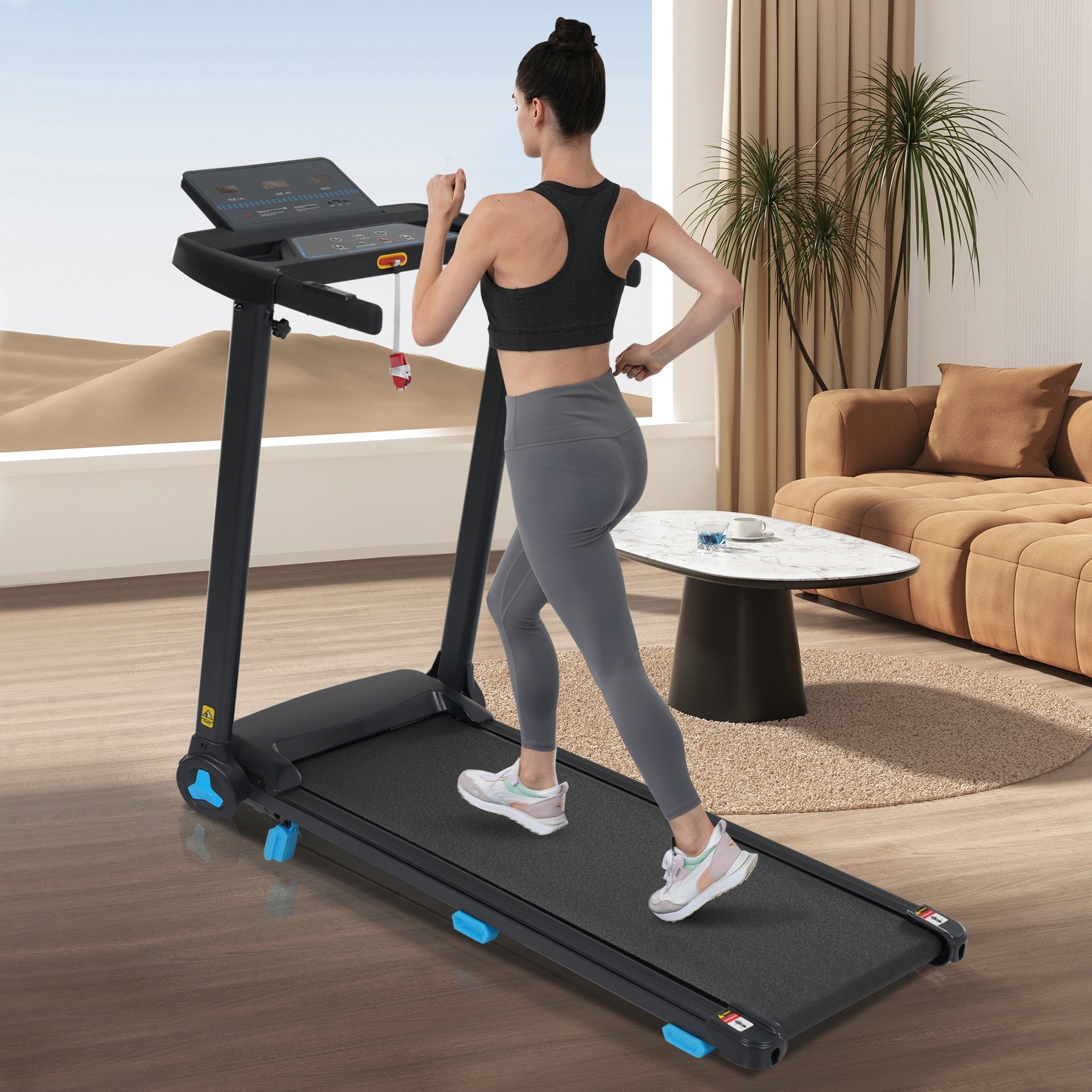 Treadmill with Incline, 3.0HP Quiet Foldable Treadmills for Home, 10.0MPH 300 LBS Weight Capacity Home Exercise Equipment Treadmills with Heart Rate Sensors,Type C &   USB Charge Station ,Bluetooth