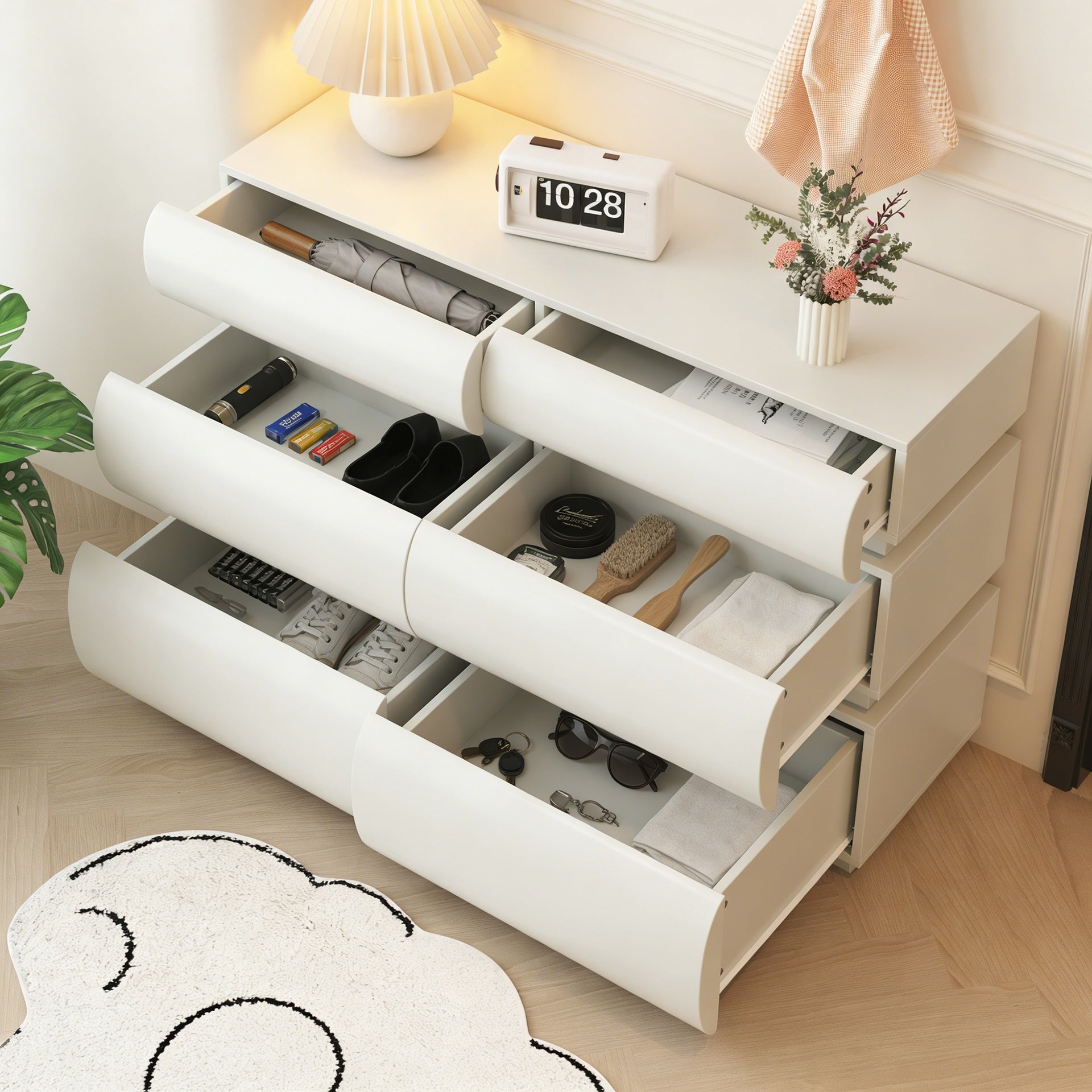 6 Drawer Dresser for Bedroom, White Dresser No Handle, Modern 6 Chest of Drawers with Wide Storage(Same SKU:W757P235726)