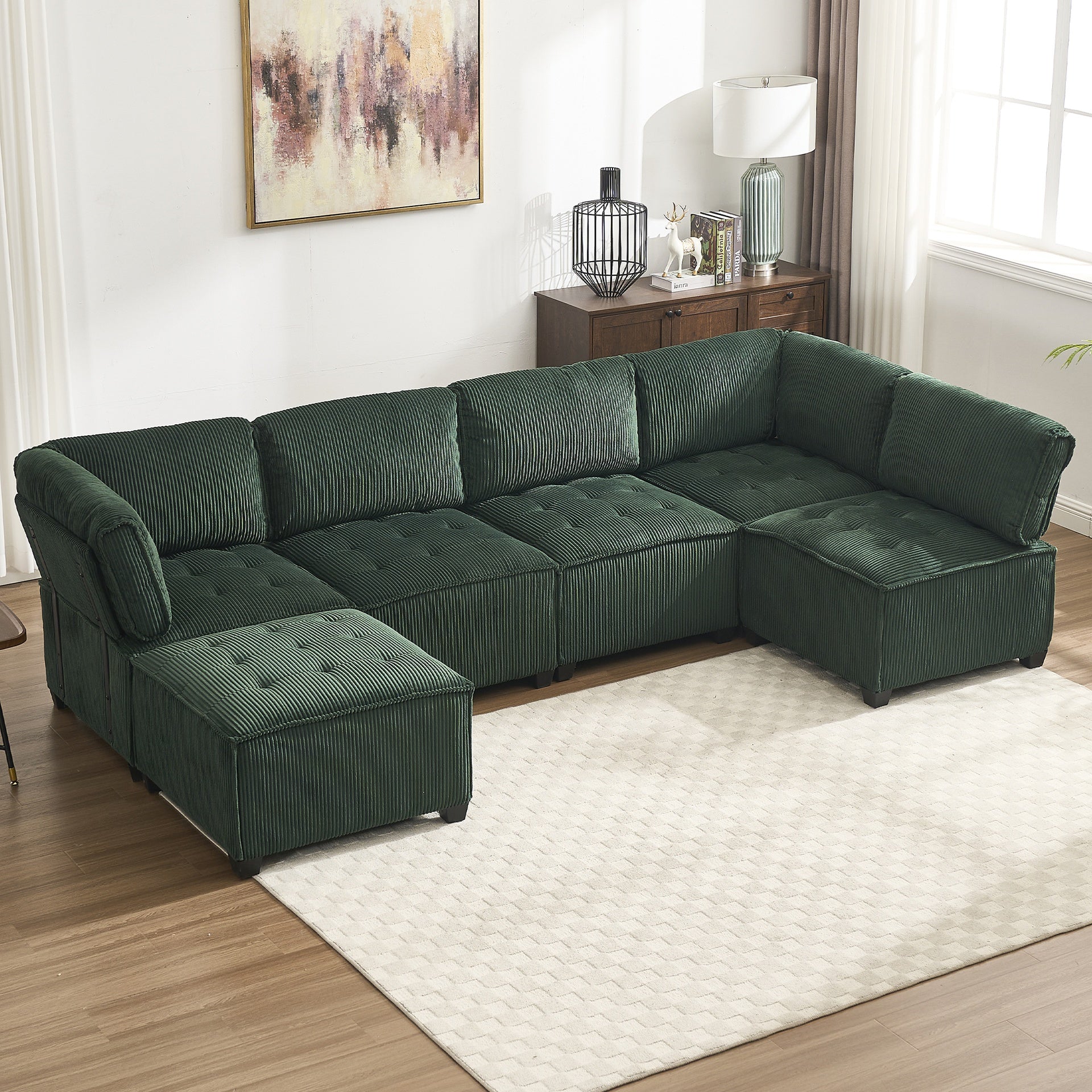 UNITED WE WIN Modular Sectional Sofa U Shaped Modular Couch with Reversible Chaise Modular Sofa Sectional Couch,6- Seat Convertible Sofa,Fit for Living Room
