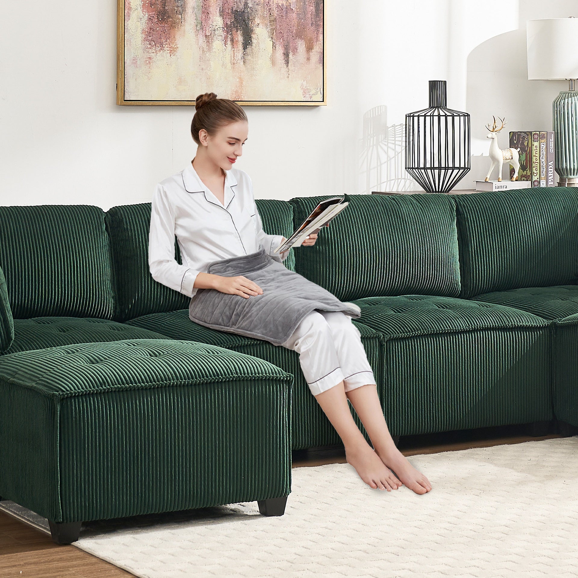UNITED WE WIN Modular Sectional Sofa U Shaped Modular Couch with Reversible Chaise Modular Sofa Sectional Couch,6- Seat Convertible Sofa,Fit for Living Room