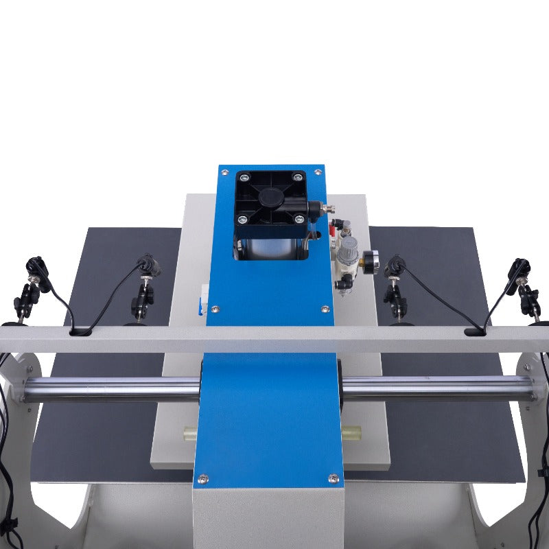 16x24 pneumatic sliding dual-platen hot press with infrared positioning and built-in air compressor
