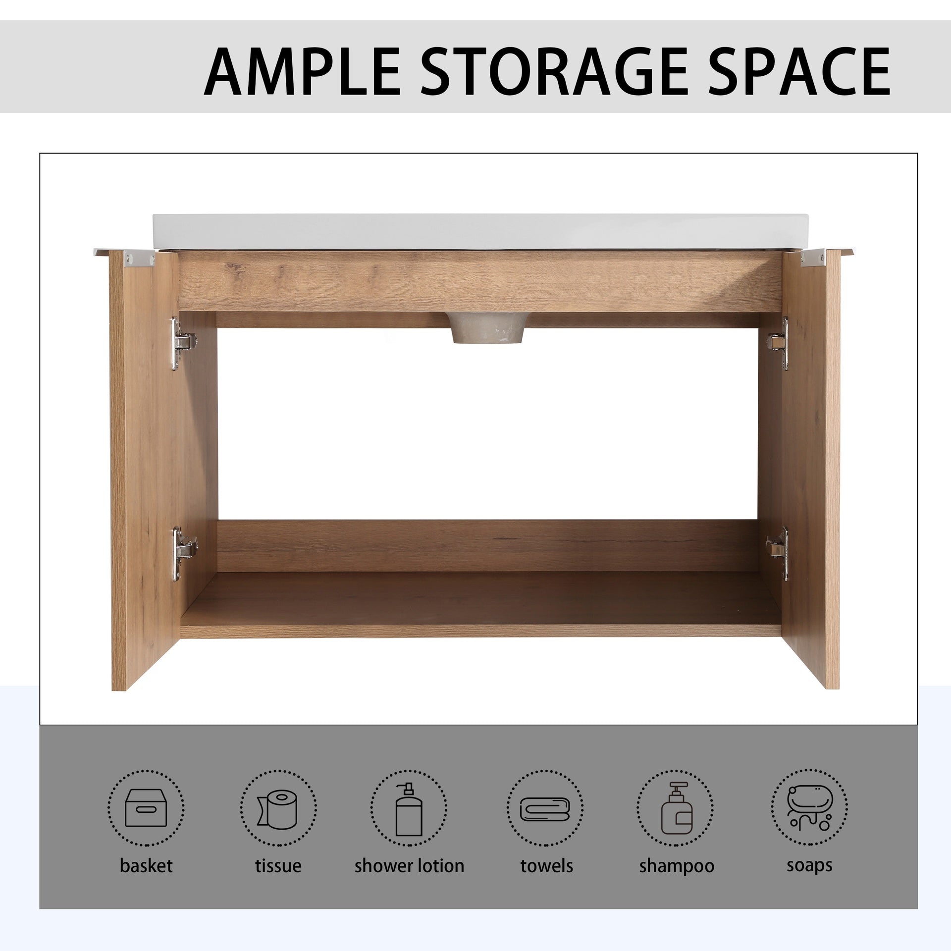 72" Wall-Mounted Bathroom Vanity With Sink and Side Cabinet, Soft Close Doors,00112IMO-00630IMOx2-00612GWH Combination Cabinet(KD-Packing)