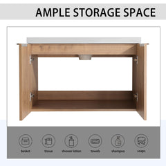 72" Wall-Mounted Bathroom Vanity With Sink and Side Cabinet, Soft Close Doors,00112IMO-00630IMOx2-00612GWH Combination Cabinet(KD-Packing)