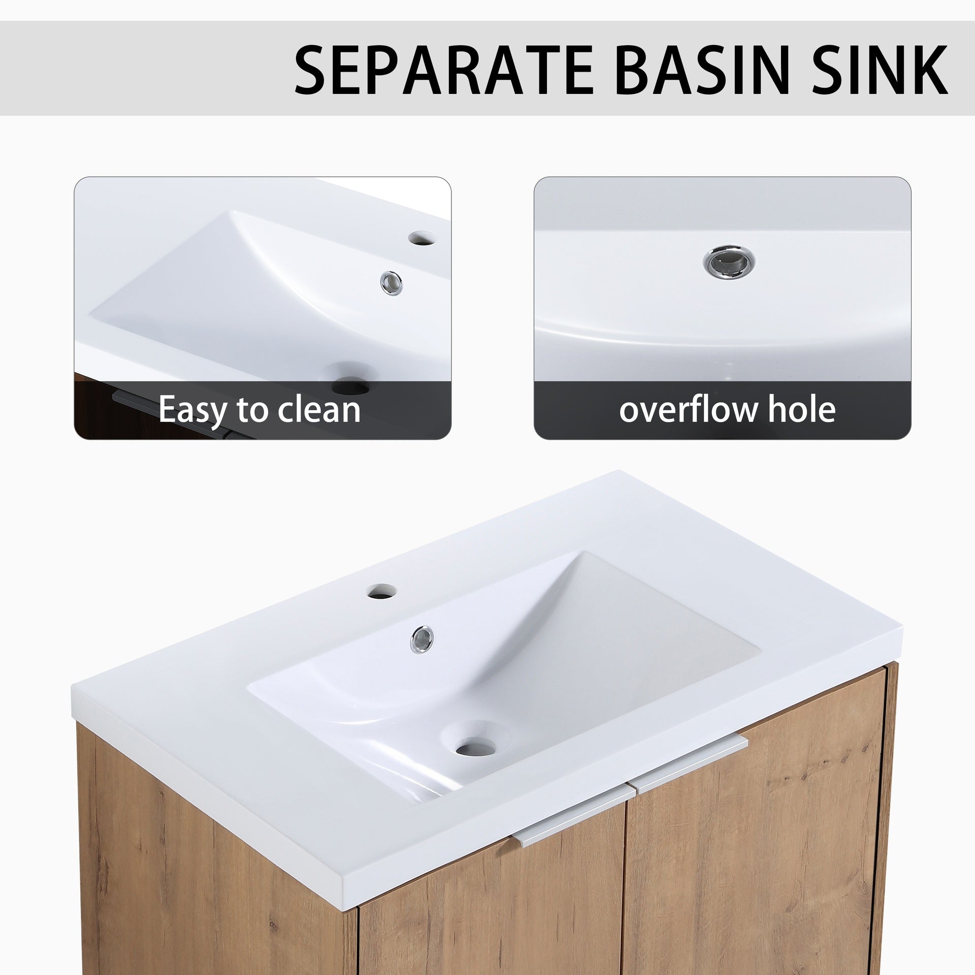 72" Wall-Mounted Bathroom Vanity With Sink and Side Cabinet, Soft Close Doors,00112IMO-00630IMOx2-00612GWH Combination Cabinet(KD-Packing)