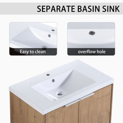 72" Wall-Mounted Bathroom Vanity With Sink and Side Cabinet, Soft Close Doors,00112IMO-00630IMOx2-00612GWH Combination Cabinet(KD-Packing)
