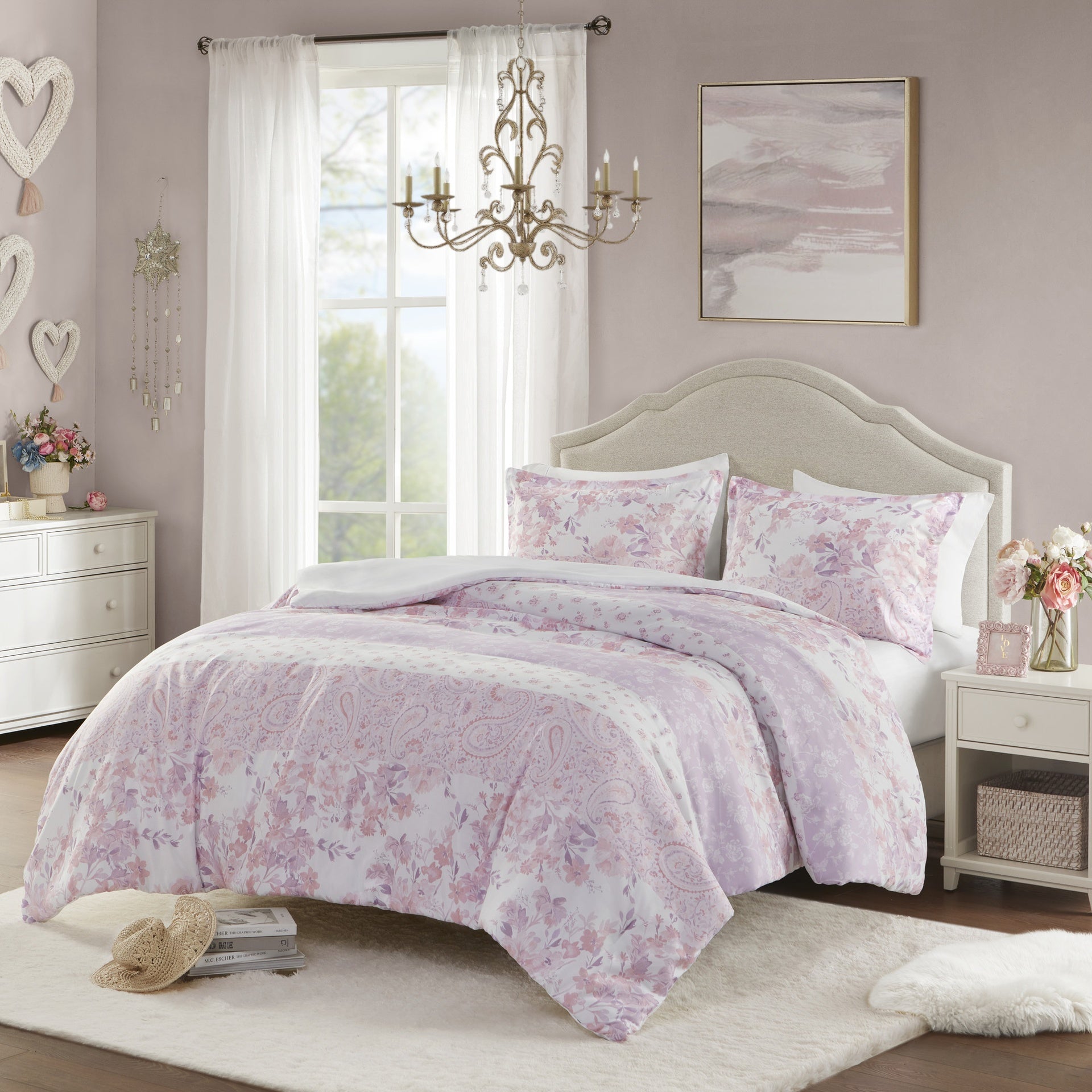 2PCS Twin/Twin XL Floral Paisley Duvet Cover Set