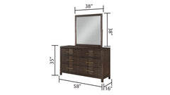 KENZO Modern Style Full 5PC Storage Bedroom Set Made with Wood, LED Headboard, Bluetooth Speakers & USB Ports - Walnut(NJ INVENTORY)
