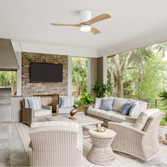 42-Inch Matte White Ceiling Fan with DC Motor, Dimmable LED Light, Timer & Memory for Living Room & Bedroom