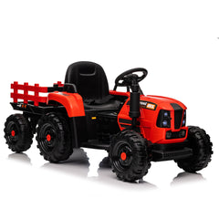 Ride on Tractor with Trailer,24V 400W Powered Electric Tractor Toy w/Remote Control,electric car for kids,Three speed adjustable,Power display, USB,MP3 ,Bluetooth,LED light,Two-point safety belt.